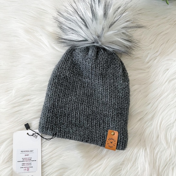 Charcoal baby toque, beanie, hat, knit slouchy hat, mommy and me, winter hat - Picture 1 of 6